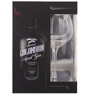 Gin Dictador Premium Colombiana Treasure Black + pohár 43% 0,7l
